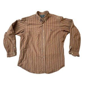 VTG Ralph Lauren Neutral Earthtones Plaid Button Down Classic Fit XL